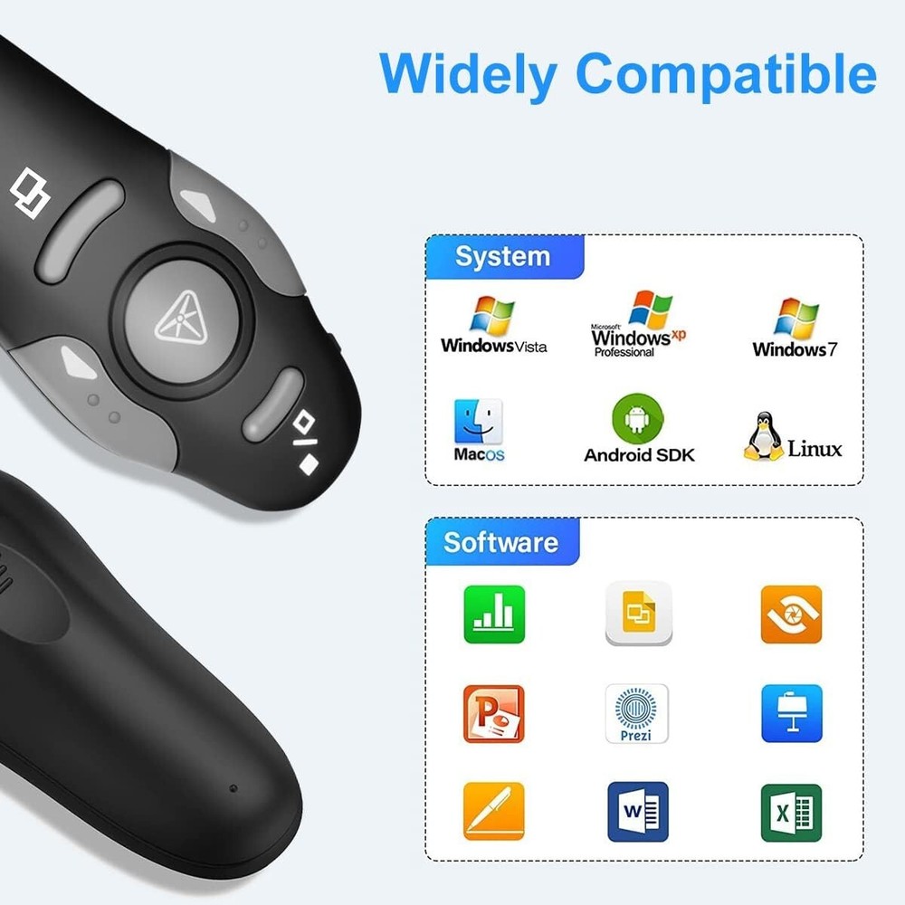 Ergonomic Wireless Presentation Clicker - Compact & Portable - Easy to Use