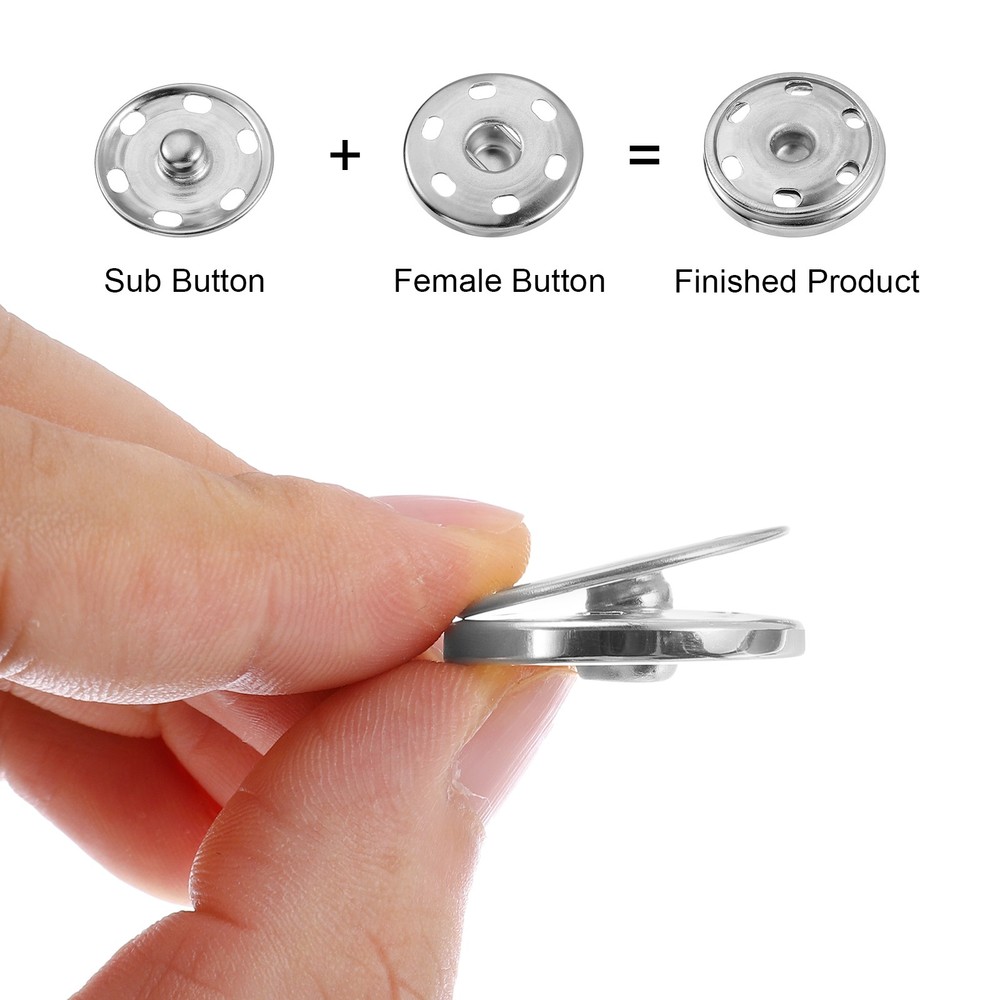 55 Sets Sewing Snap Buttons, Press Buttons Snap Fasteners 4 Sizes, Silver