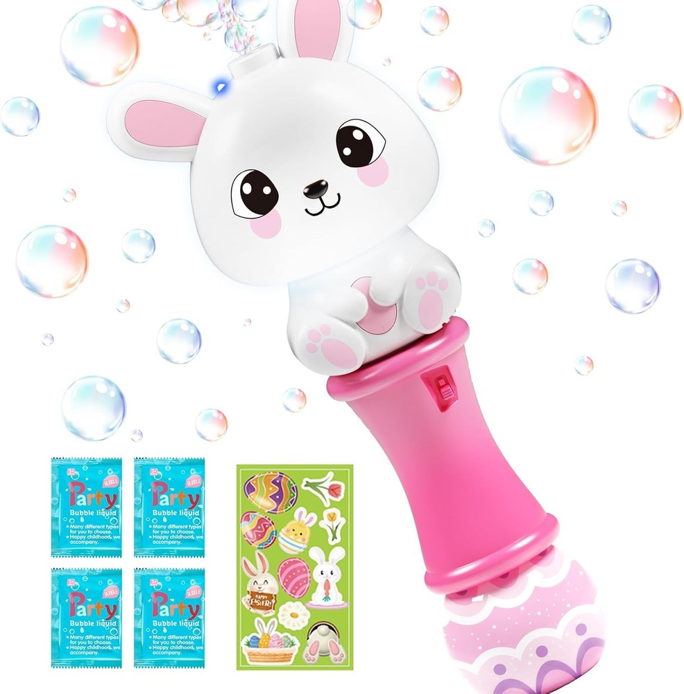 SpringFlower Bubble Blower Wand,Bubble Maker with LED Light-Up Effect for Kids,B