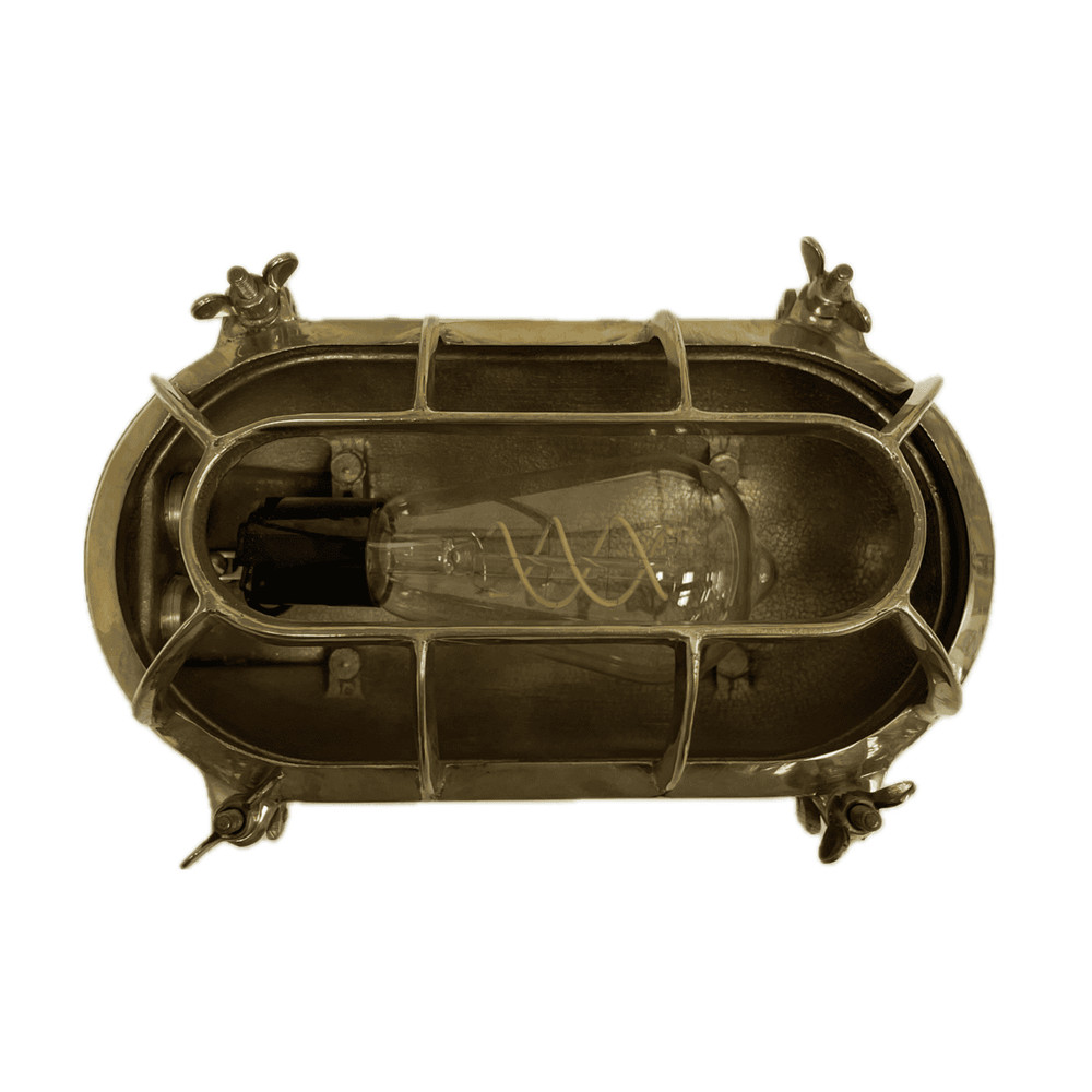 Oval Cast Brass Ceiling Or Wall Light - No Glass
