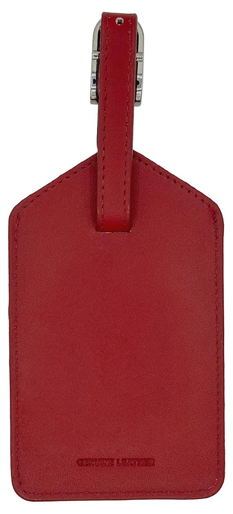 Red Genuine Top Grain Leather Luggage Tag
