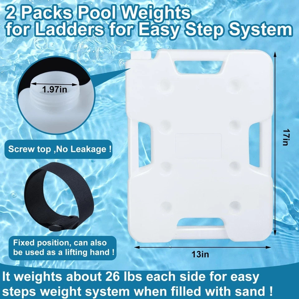 2 Pack Swimming Pool Ladder Weights for Above Ground Pools, Plastic Pool Step...