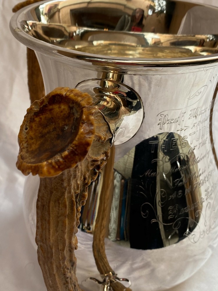 MAGNIFICENT 1920 GORHAM STERLING SILVER HORN 3 HANDLED TROPHY