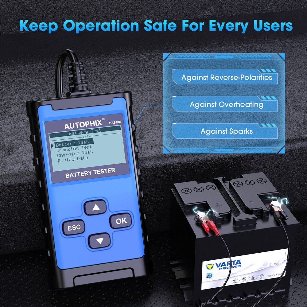AUTOPHIX BAS100 Auto Battery Tester 24V 12V Load Cranking Charging Test Analyzer