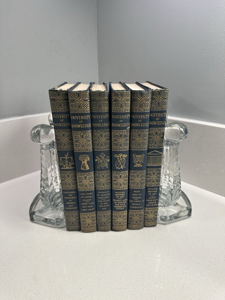 Pair Crystal Bookends Harp Shaped