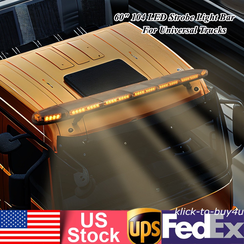 60" 104 LED Strobe Light Bar Amber Emergency Light Beacon Warning Tow Car Trucks