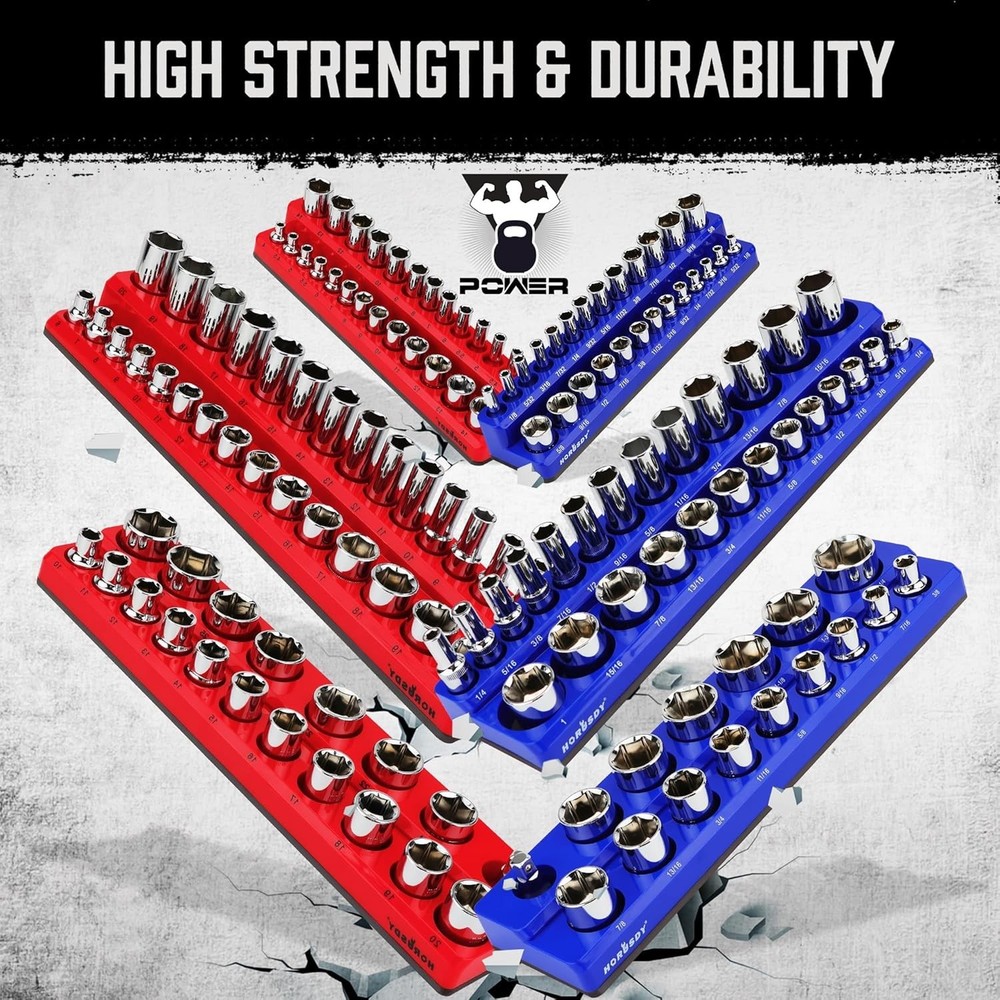 Compact Magnetic Socket Organizer for Tool Drawer with Rubber Surface Protection