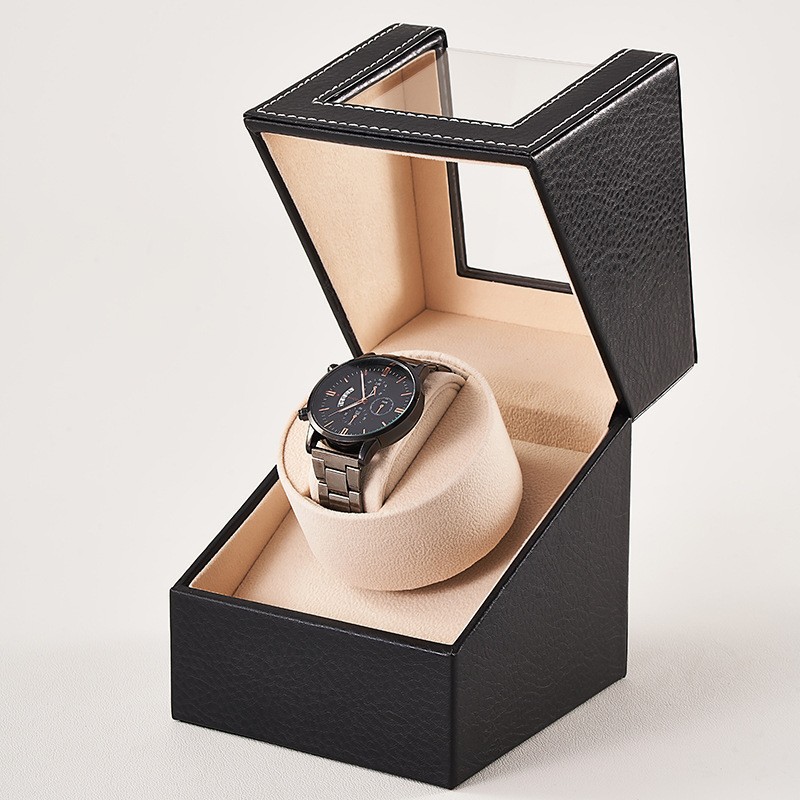Automatic Rotation Single Watch Winder Box Leather Storage Display Case Box Gift