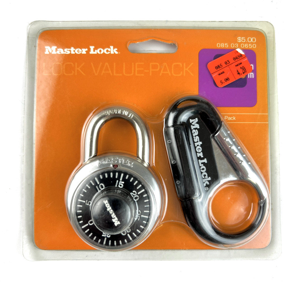 2001 Target Master Lock Padlock 2-Pack Standard Combination Lock & Backpack Lock