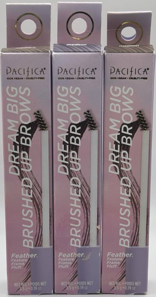 3PK Pacifica Dream Big Brushed Up Brows ~ MEDIUM ~ 0.19 FL OZ EACH ~ READ