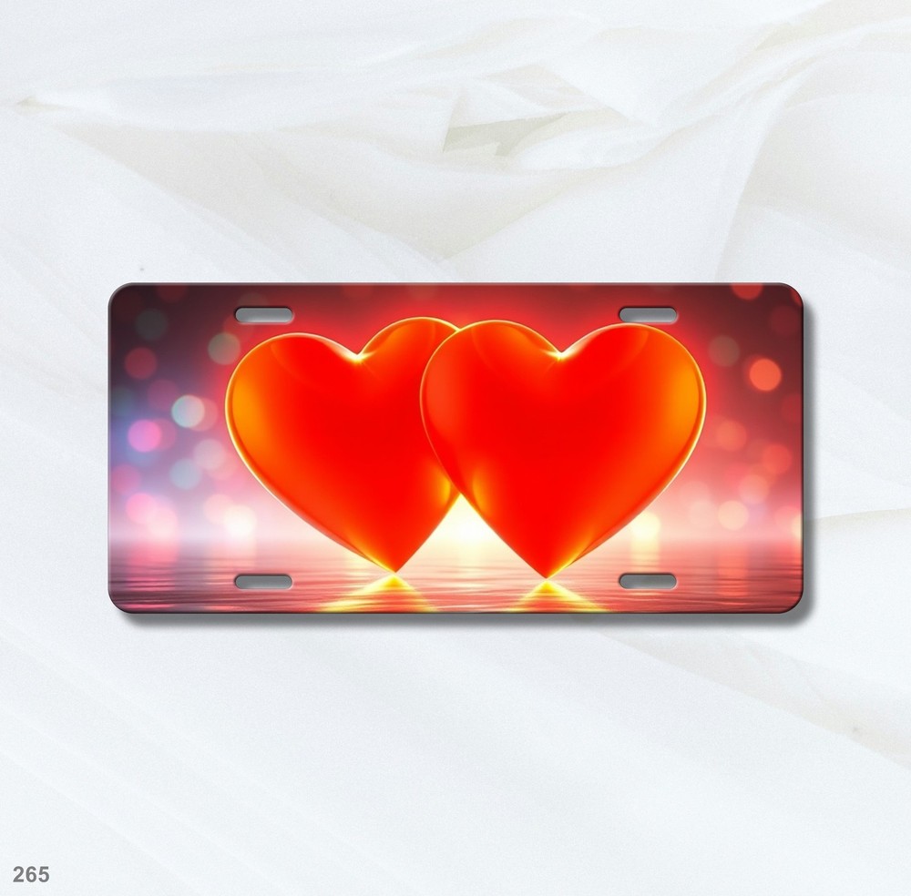 Vibrant Two Hearts Design Personalized Name License Plate Editable Gift