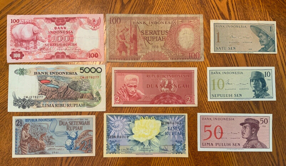 Vintage World Banknote Lot from Indonesia.