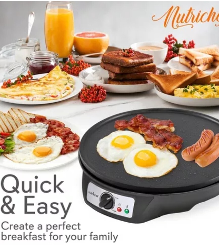 Nutrichef PCRM15D Detachable P Plate Crepe Maker Griddle
