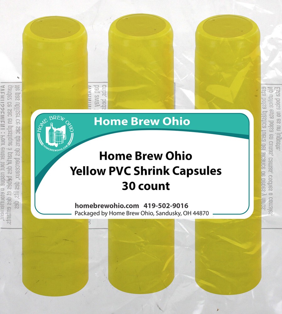Home Brew Ohio Yellow PVC Shrink Capsules 30 count