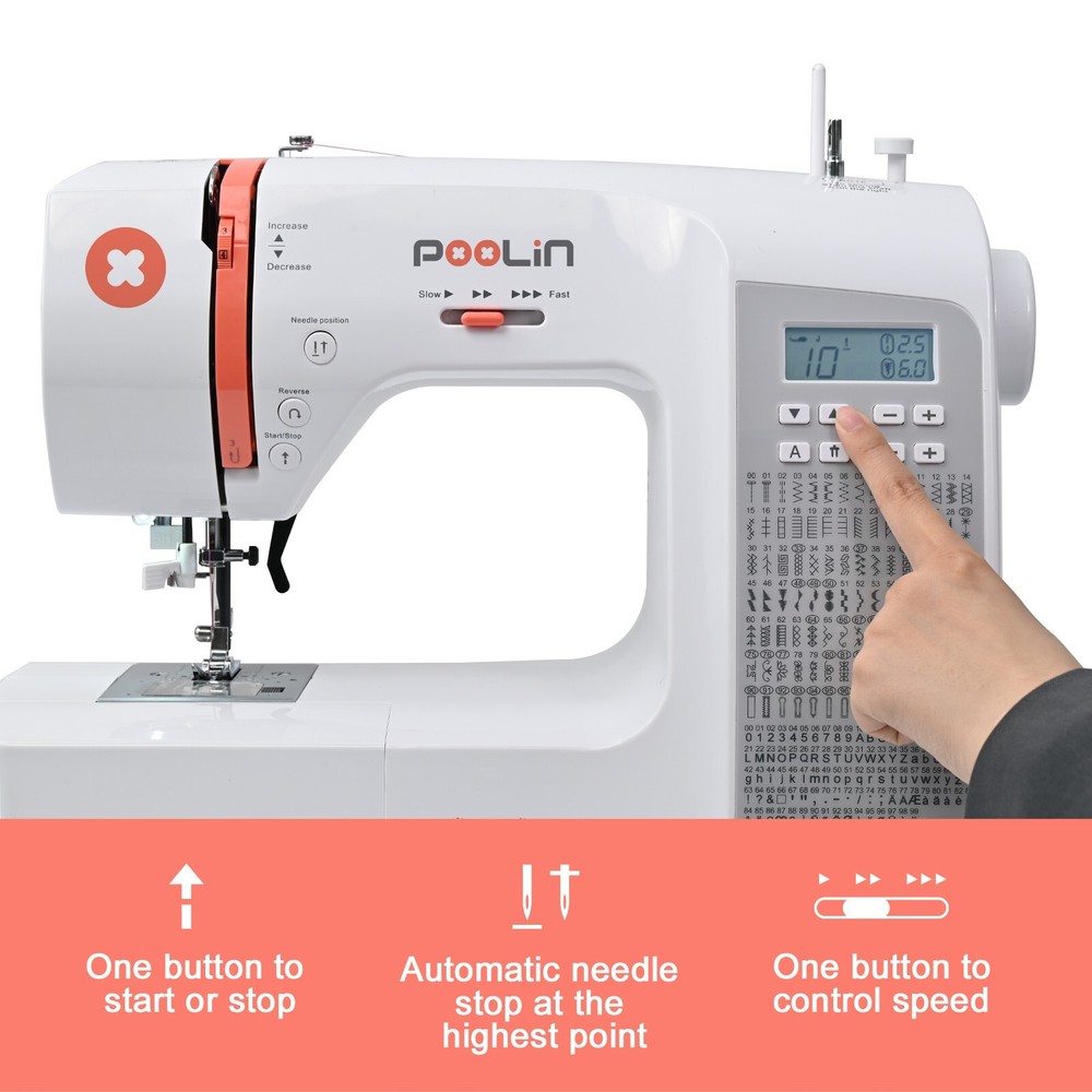 POOLIN Sewing Machine EOC2720 Computerized Wide Table 200 Built In Stitches.