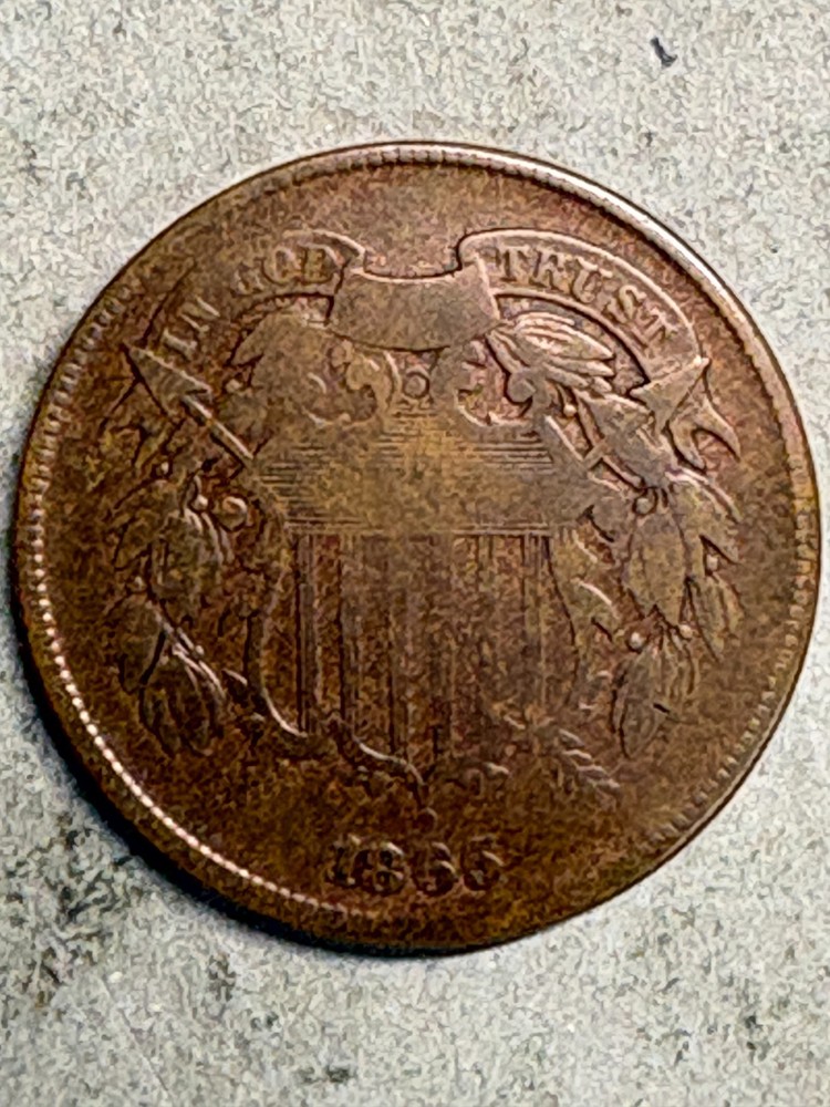 1865 Two Cent Piece F