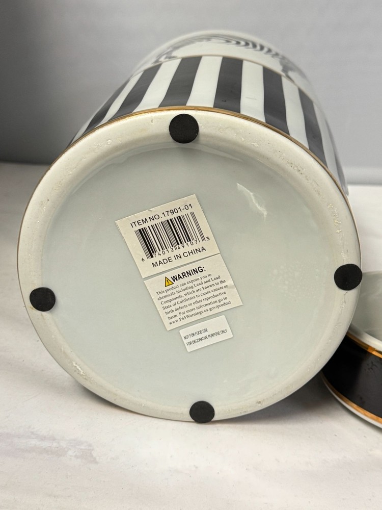 Sagebrook Home Decorative Zebra Black White Ceramic Lidded Jar
