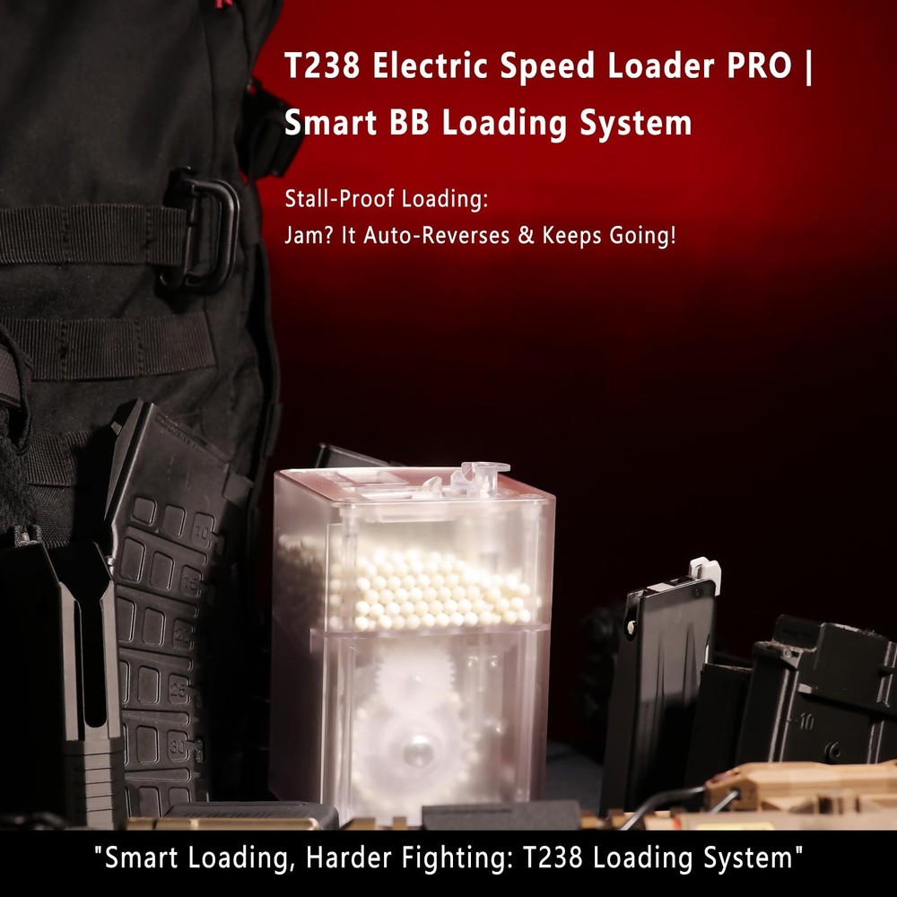 T238 Electric BB Speed Loader PRO Edition – Smart Airsoft Magazines Auto Loader,