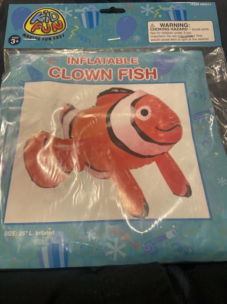 New 25” Inflatable Clown Fish Pool Toy
