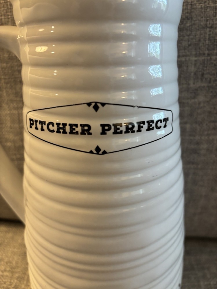 Floor 9 Pitcher White and Black with a Grey interior