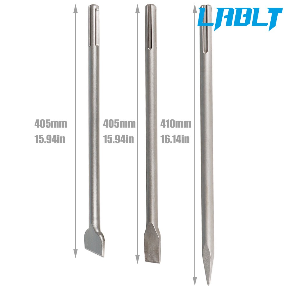 LABLT 3 Pcs 16" SDS Max Bits Set Long-Point Chisel Scaling Chisel Flat Chisel