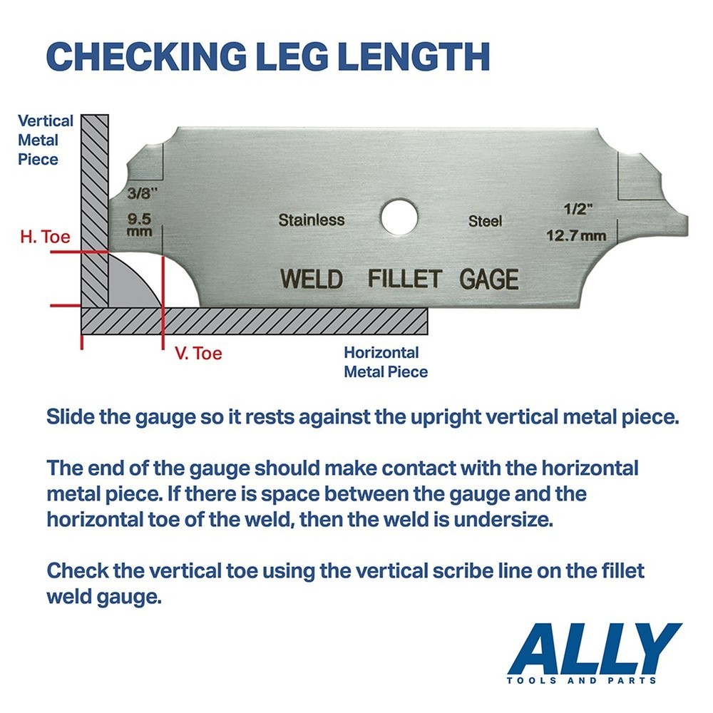 Ally Tools 7 Piece Fillet Welding Inspection Gauge Set Includes Leather Case ...