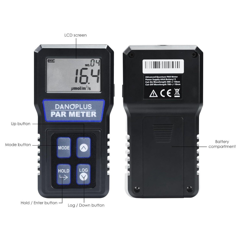 PAR Meter Waterproof IP68 Quantum Sensor PPFD Meter Data Logger for Reef Tank