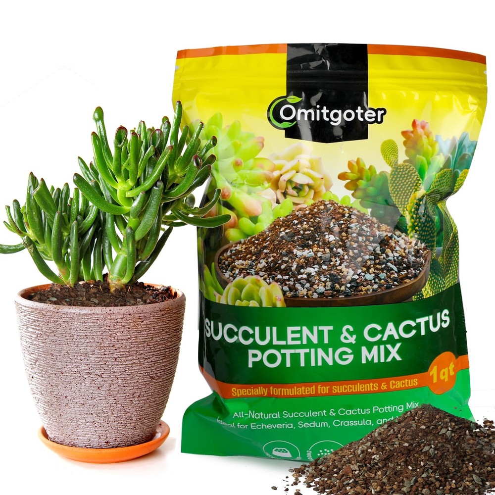 Omitgoter Succulent & Cactus Soil Potting Mix 1qt, &