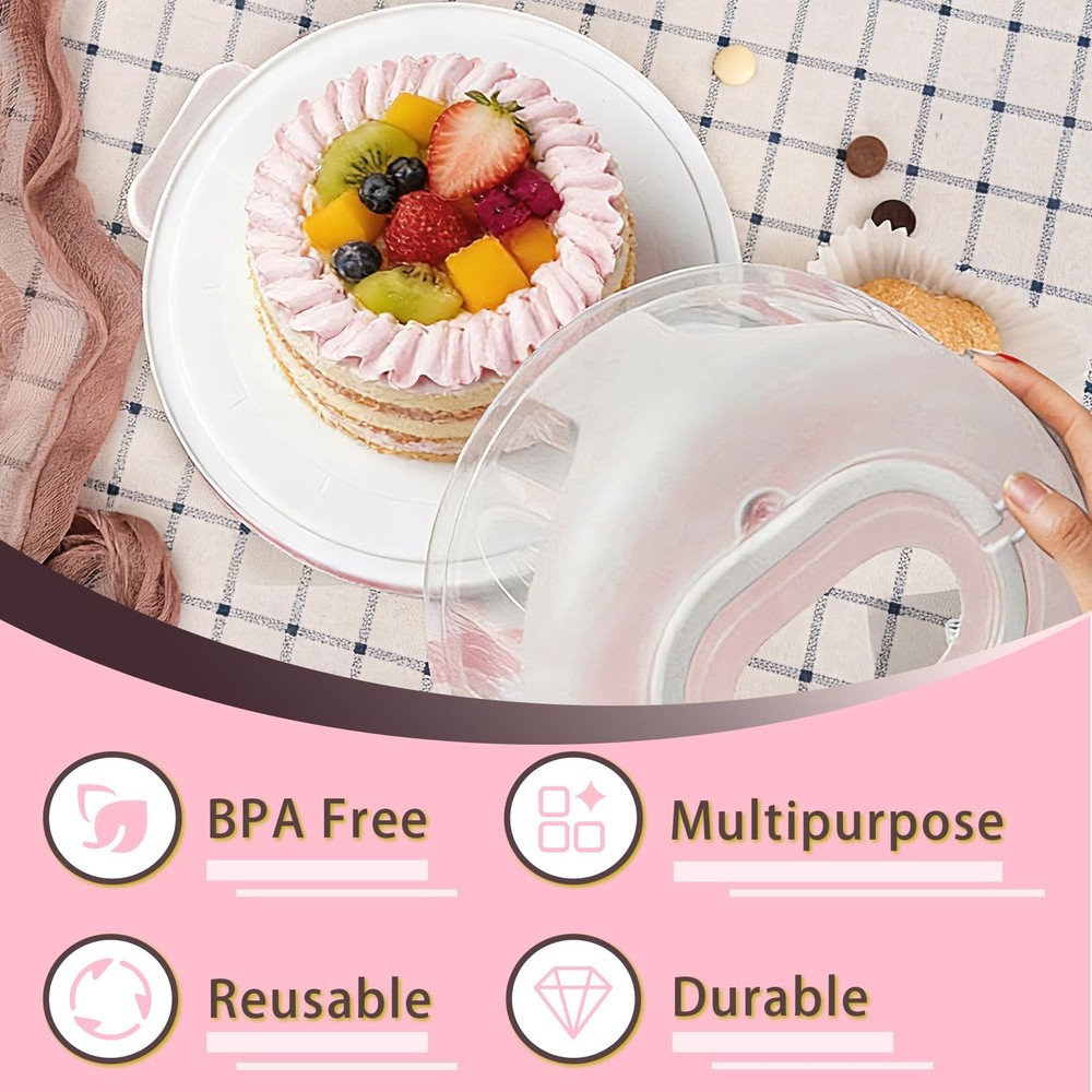 Plastic Cake Carrier with Lid and Handle, Multipurpose Cake Stand Holder Cont...