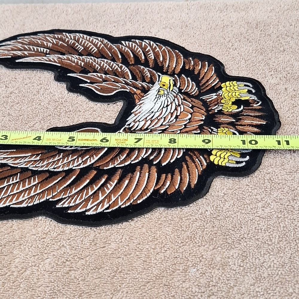 Eagle Biker Patch Large Embroidered Iron On 11" x 9.5"