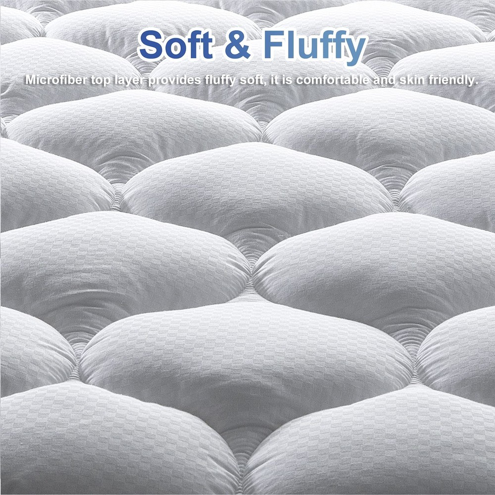 MATBEBY Queen Size Mattress Pad - Cooling Queen, White - Curvy Pattern
