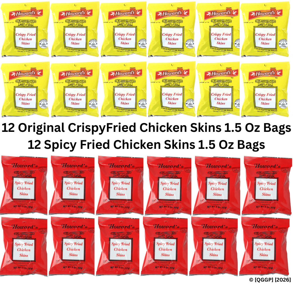 Howard's Original & Spicy | Crispy Fried Chicken Skins Chips | 24 Pack