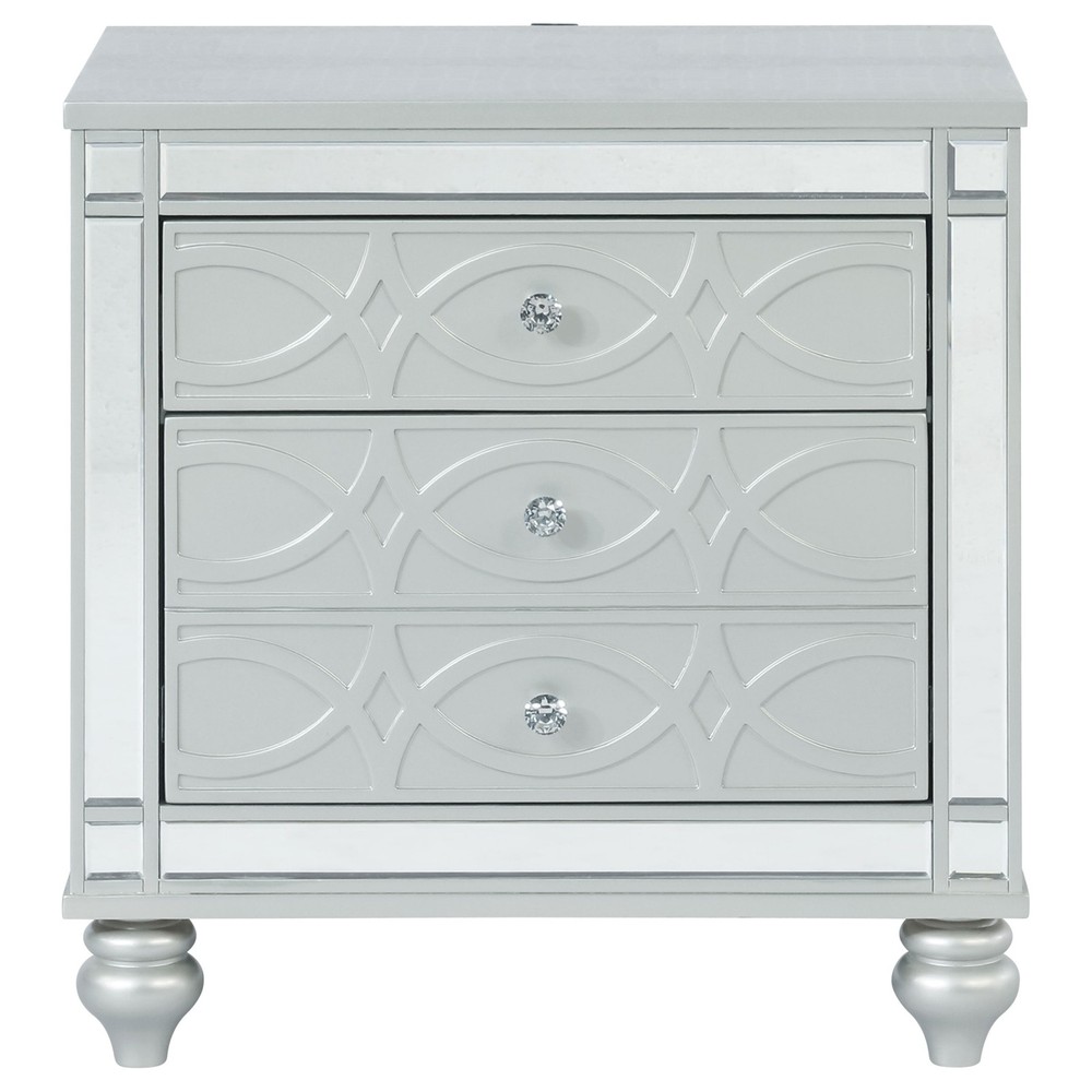 Silver Metallic 2-drawer Nightstand