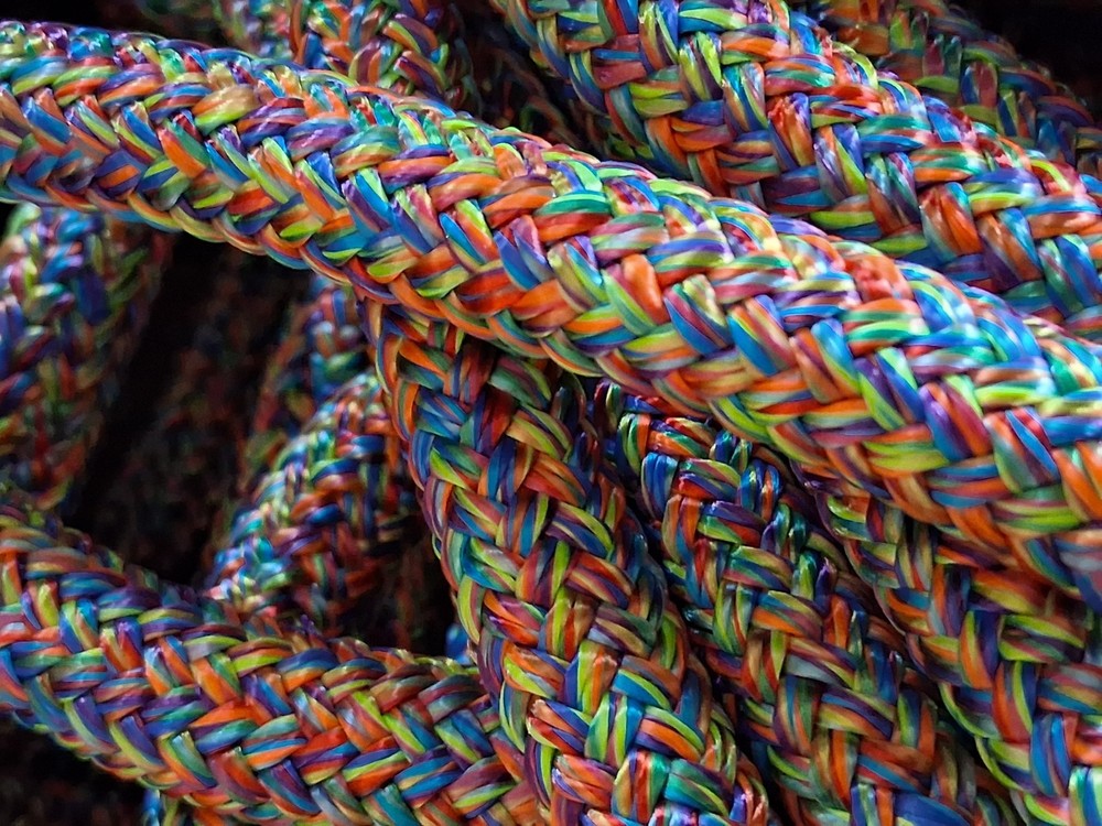 9/16 x 100 ft. Double Braid-Yacht Braid Polyester Rope. Rainbow Blend