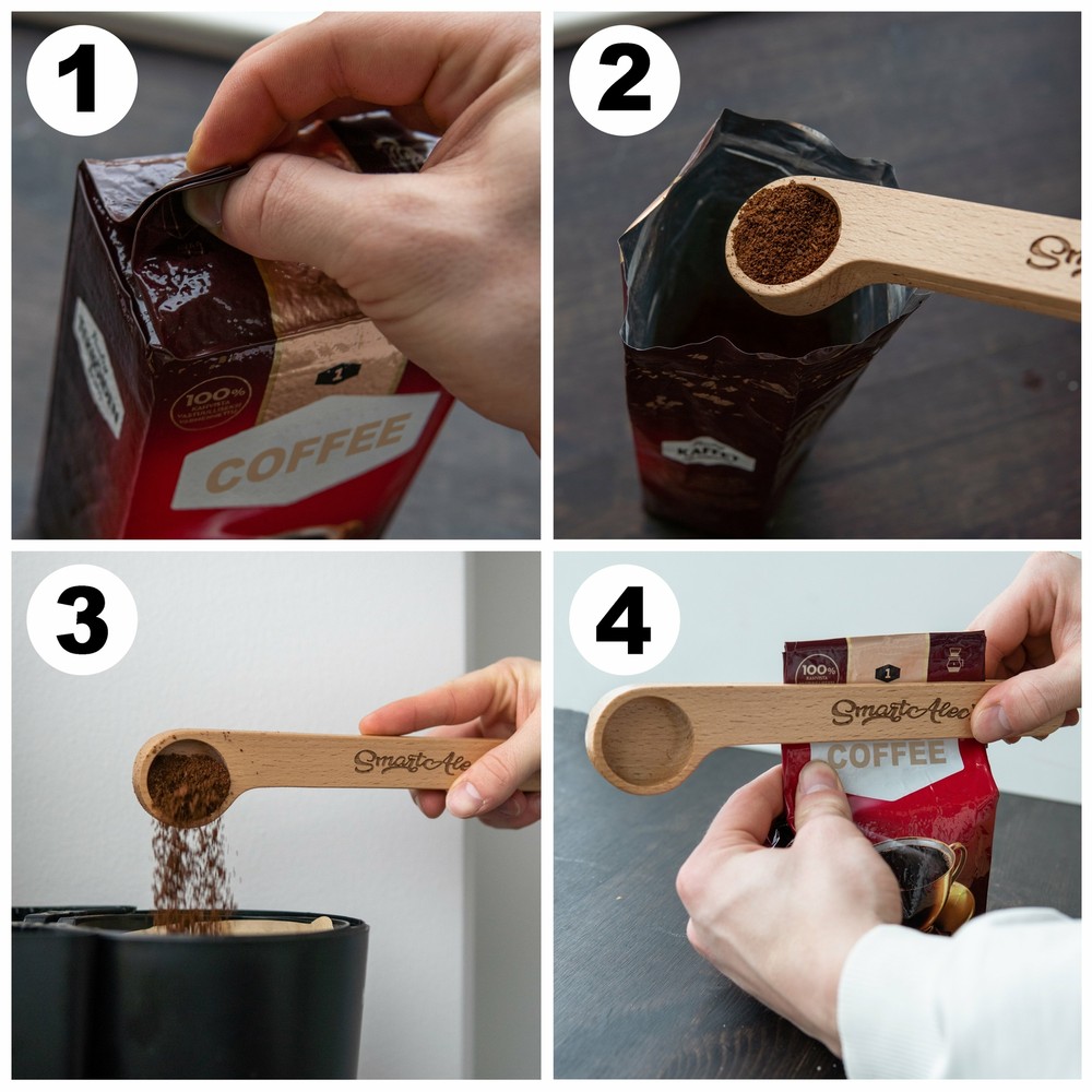 Beechwood Coffee Scoop and Bag Clip 3 Pack