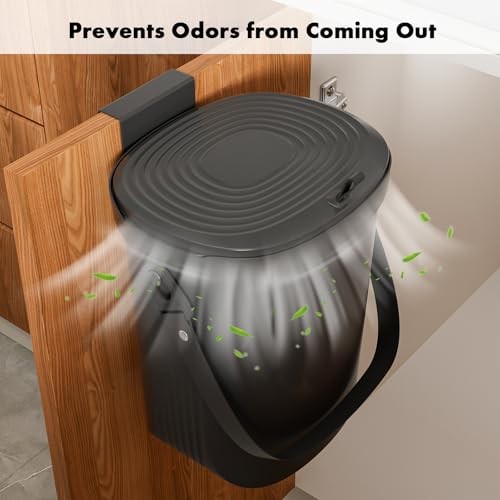Mountable Silicone Collapsible Kitchen Compost Bin Under Sink, Hanging Black