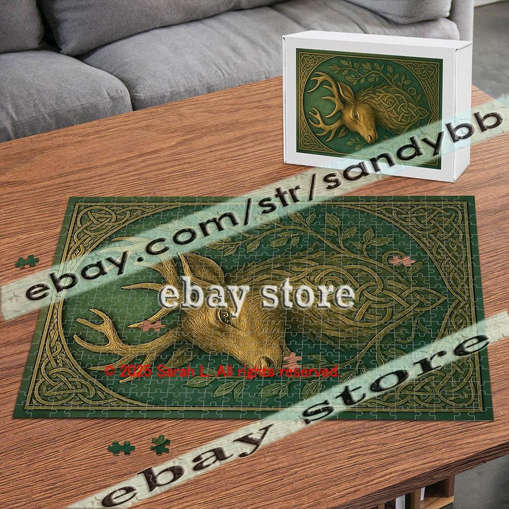 500 piece jigsaw puzzle Celtic Deer Crest with Symbolic Pattern