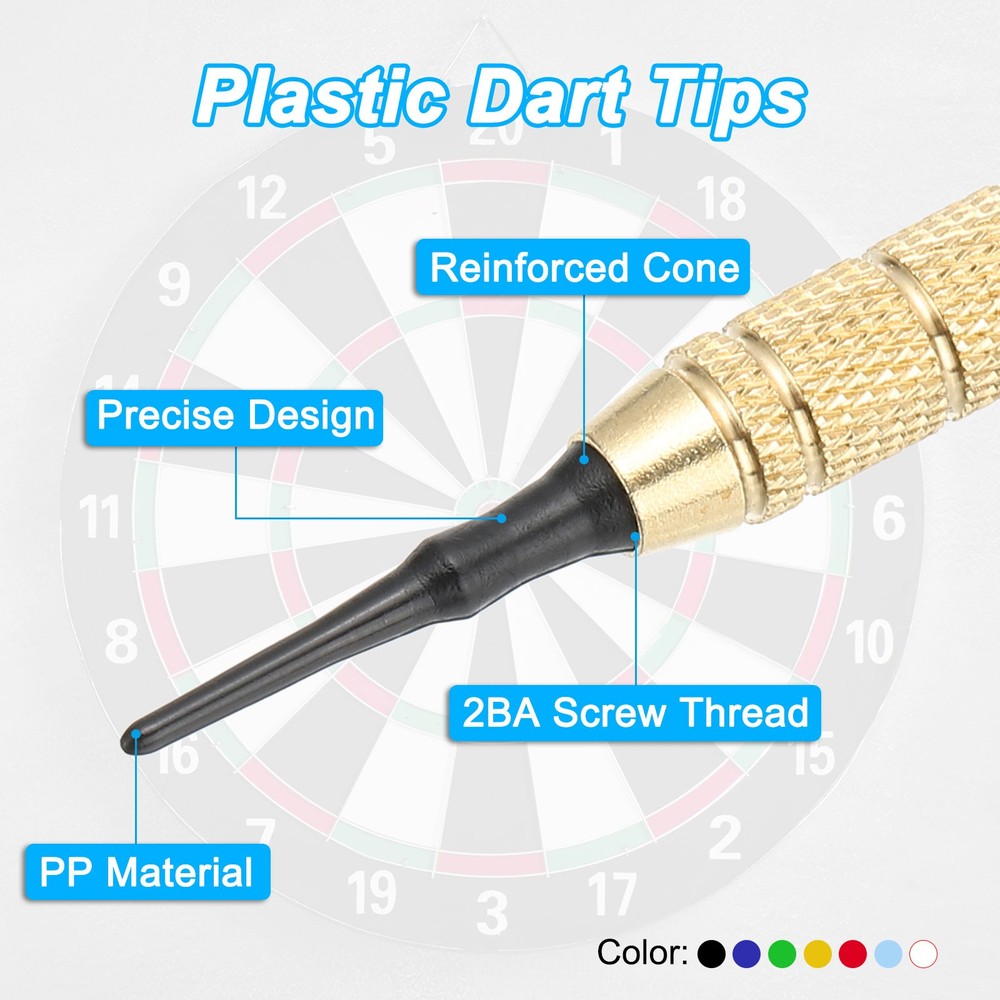 90Pcs 2BA Thread Plastic Soft Dart Tips Replacement Dart Accessories, Black
