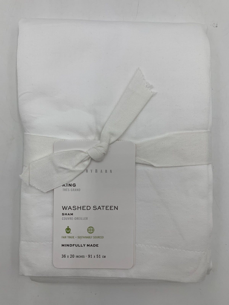 Pottery Barn Washed Cotton Sateen Sham King White #H227