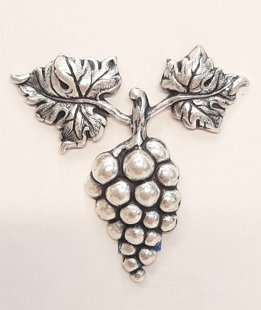 EMBOSSED STAMPED SILVER PLATED BRASS GRAPE CLUSTER COMPONENT EMBELLISHMENT
