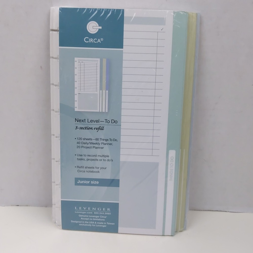 Levenger Circa Junior To Do Refill 3 Section Planner Paper 120 Sheets New Sealed