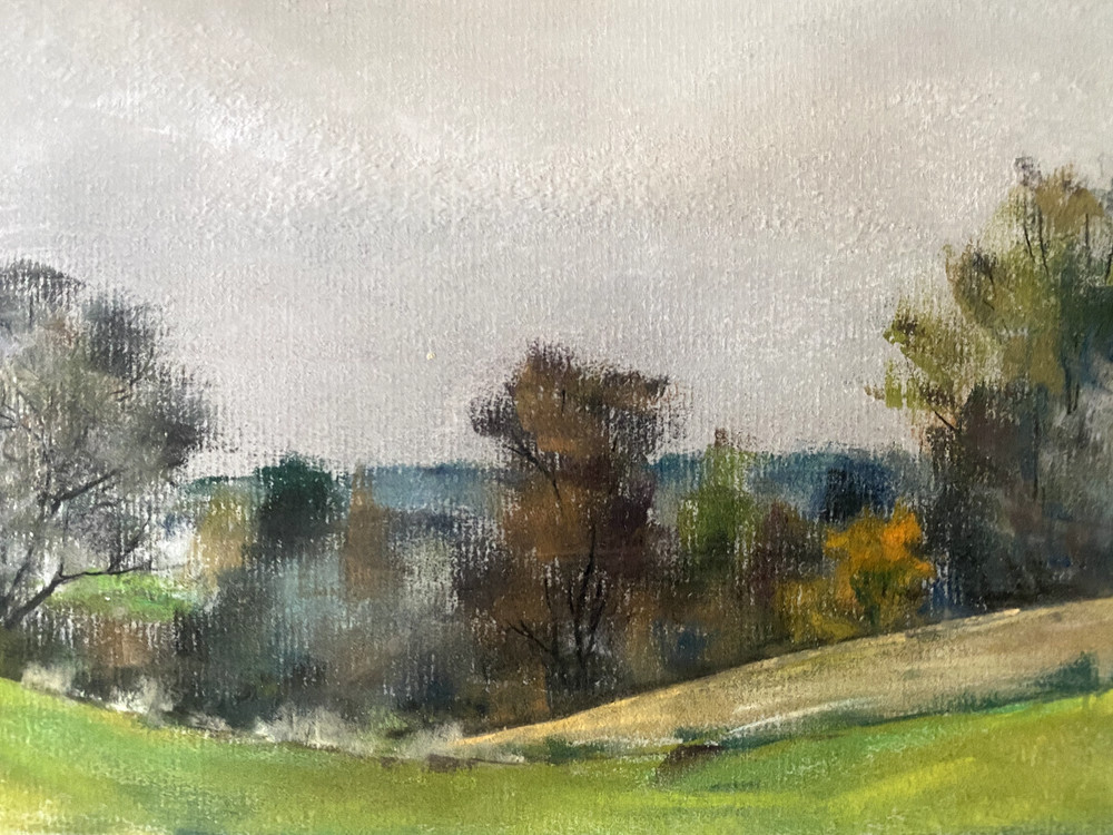 FRANZ EHMKE 1928-2018 GDR PAINTER °BERLIN ° AT THE ODERQUELLE PASTEL MEADOW TREES