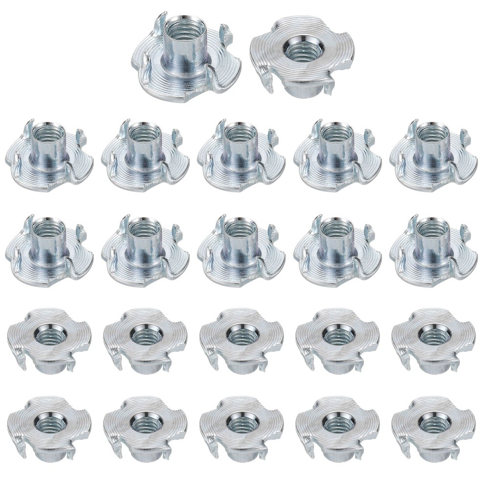 M6x9mm T-Nuts 4 Pronged 0.73" x 0.35" Tee Nut Carbon Steel Fully Thread 100pcs
