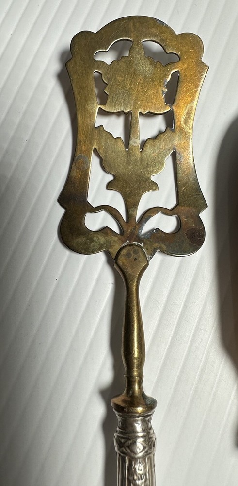 Antique Silver Handles 800 Serving Piece Pastry Server / Flipper Brass