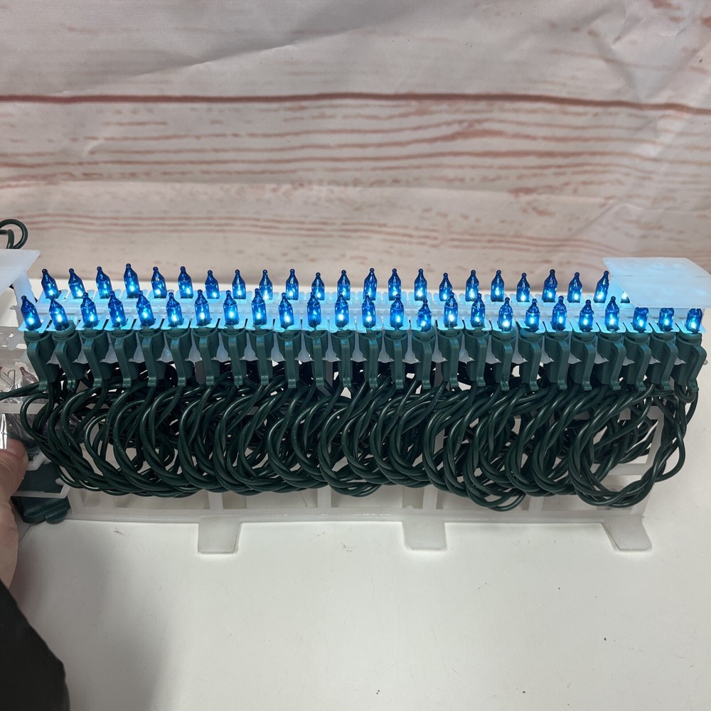 Vintage 50 Lights Super Bright Blue Bulbs Christmas Light Strand/String