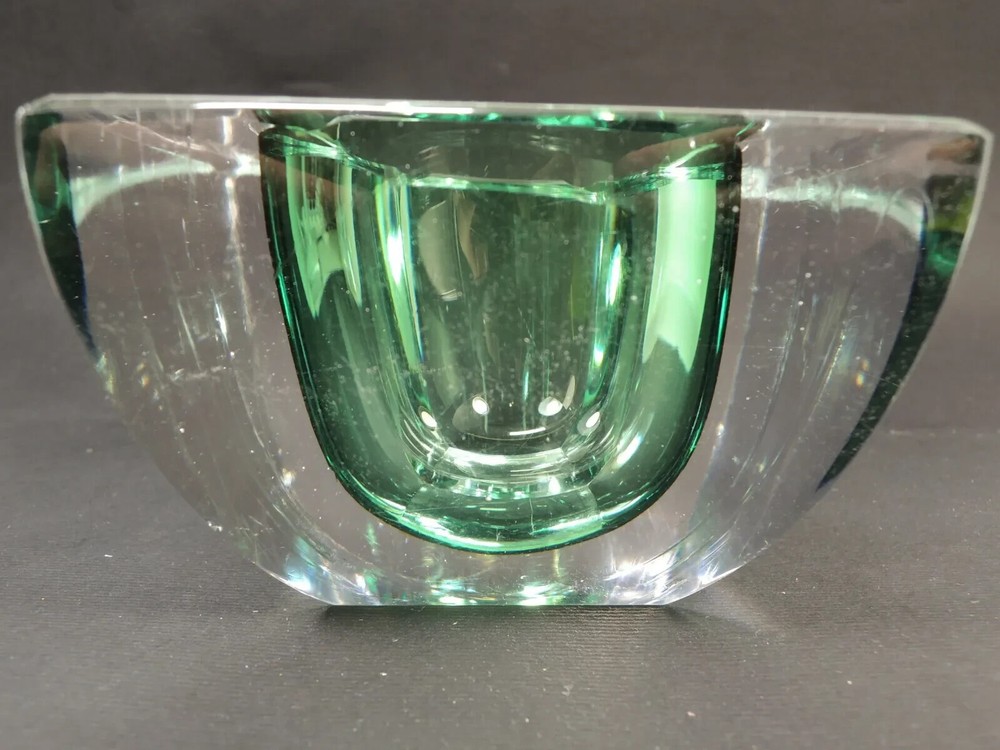 Val St Lambert Heavy Modern Glass Ashtray