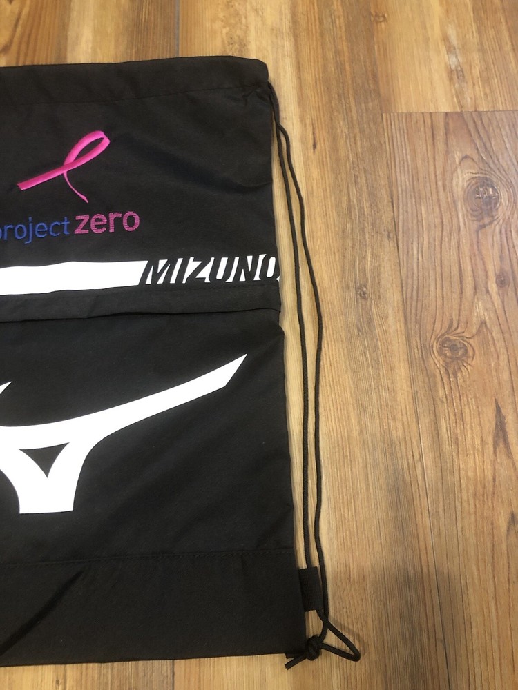 Mizuno Black Project Zero Drawstring Drawback Bag Gym Softball Baseball