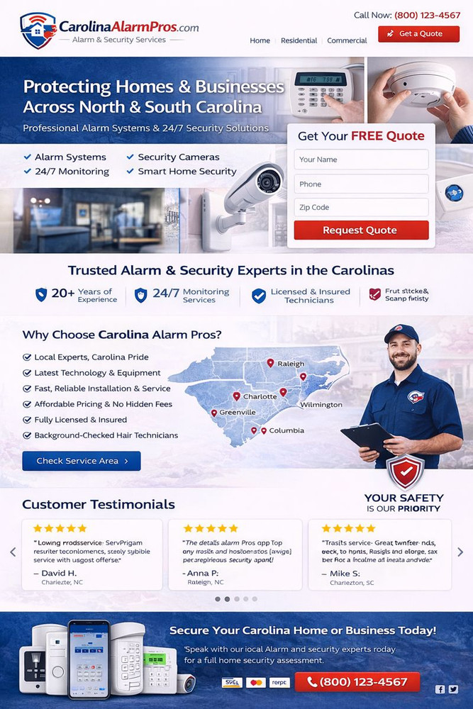 CarolinaAlarmPros.com – Alarm Systems, Security Services .COM Domain