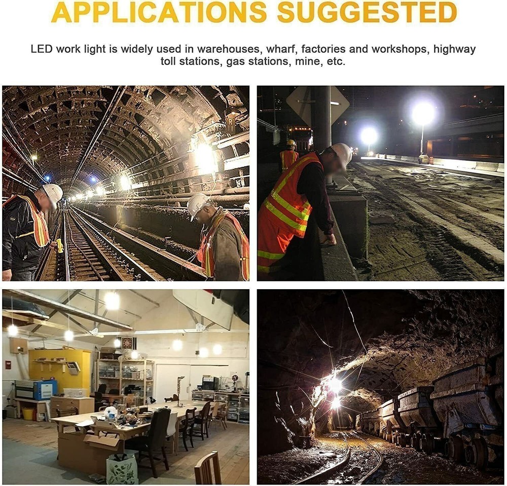 100W LED Temporary Work Light High Bay Construction Linkable Jobsite Light 5000K