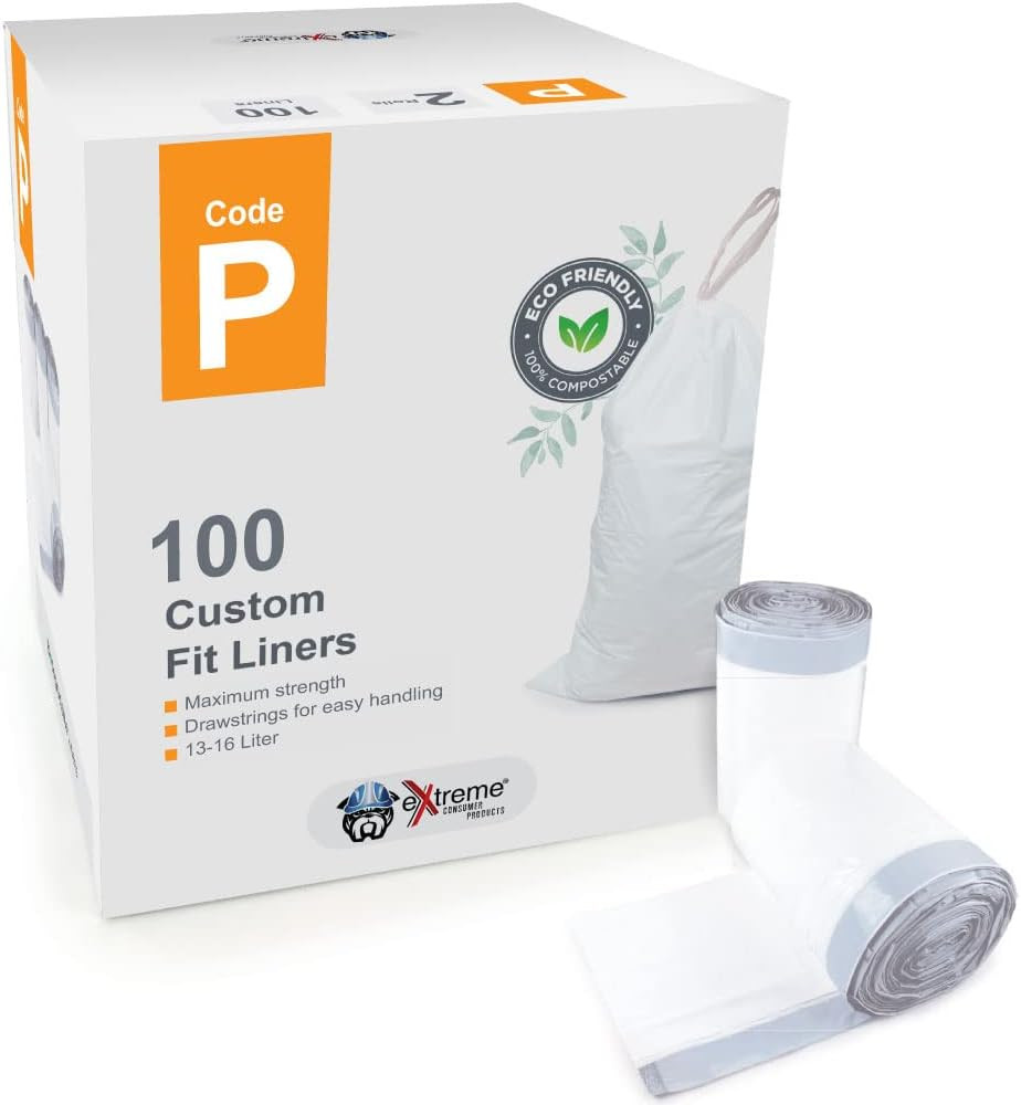 Compatible with Simplehuman Code P - Durable Custom Fit Plastic White Trash Bags